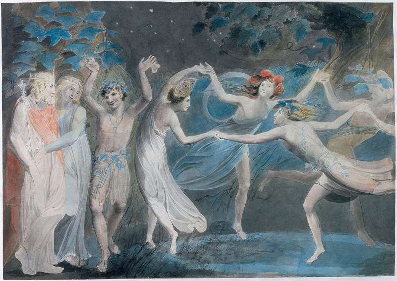 William Blake - Oberon, Titania et Puck avec des fées dansant (Ilustration du texte Dionysos)