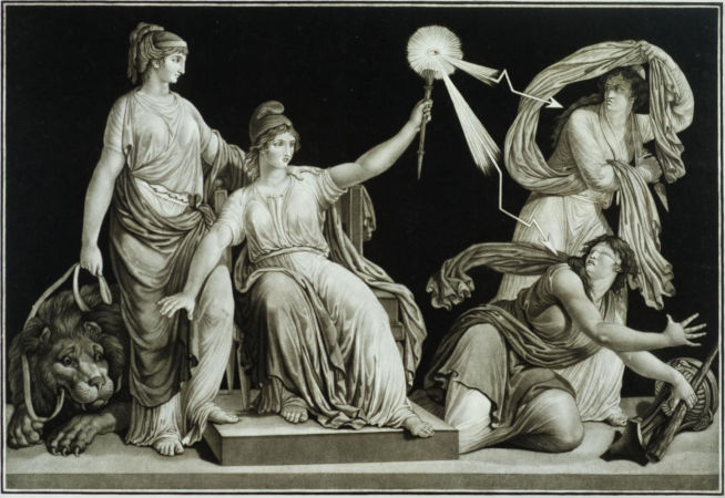 Jean-Baptiste Chapuy -  La Liberté armée du sceptre de la Raison foudroie l’Ignorance et le Fanatisme (Ilustration du texte Esprit-libre : humain ou surhumain ?)