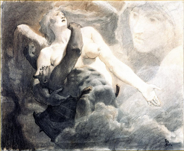 Jean-Paul Laurens - Satan et l'ange liberté (Ilustration du texte La nuit éternelle)